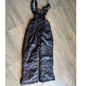 Black Ski Snow Bib Overalls Snowsuit Pants Kids Youth Warm Insulated Waterproof